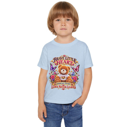 Toddler T-Shirt — "Brave Little Heart" Personalized Bear Design (Love Never Leaves)