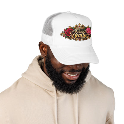 Still Healing Trucker Hat — Floral Crown Recovery Mesh Cap