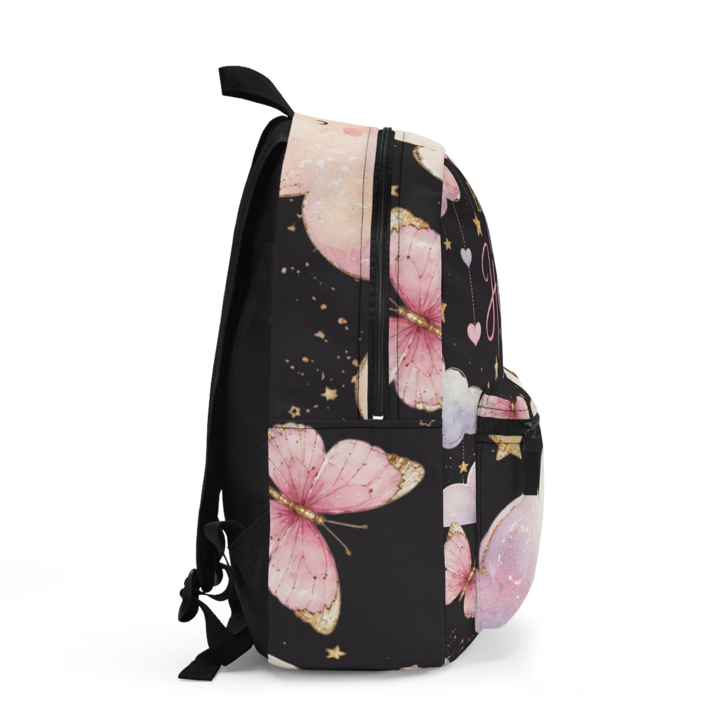 Backpack — "Brave Little Heart" Pink Cloud & Stars Inspirational Backpack