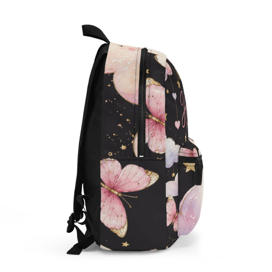 Backpack — "Brave Little Heart" Pink Cloud & Stars Inspirational Backpack