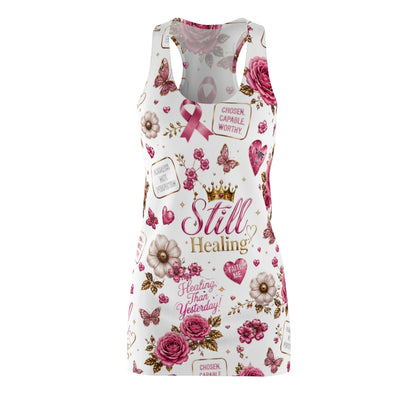Still Healing Racerback Dress — Breast Cancer Awareness Floral AOP