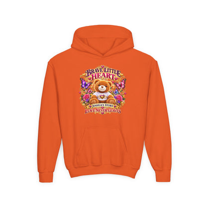 Brave Little Heart Youth Hoodie – Personalized Teddy Bear 'Love Never Leaves' Kids Sweatshirt