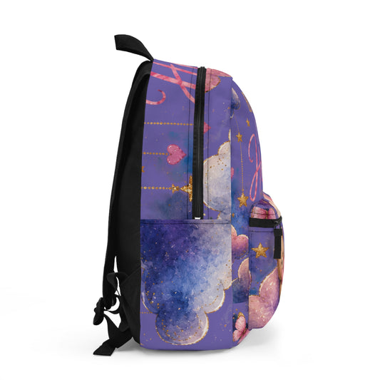 Brave Little Heart Backpack — Cute Teddy, Rainbow & Cloud Kids School Bag
