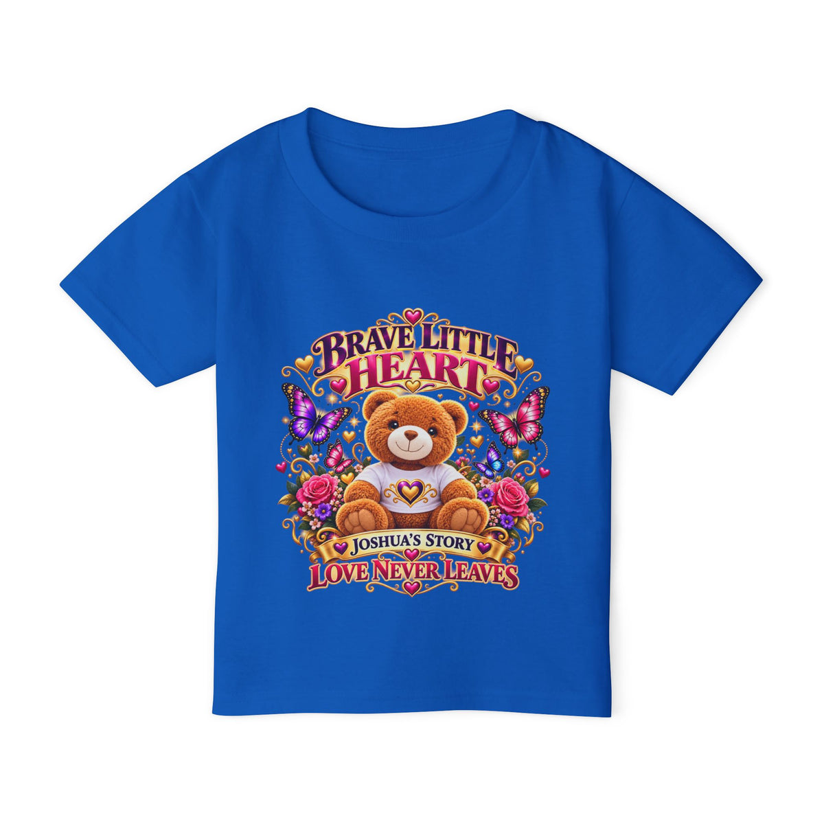 Toddler T-Shirt — "Brave Little Heart" Personalized Bear Design (Love Never Leaves)