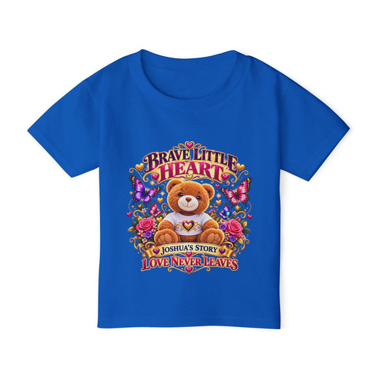 Toddler T-Shirt — "Brave Little Heart" Personalized Bear Design (Love Never Leaves)