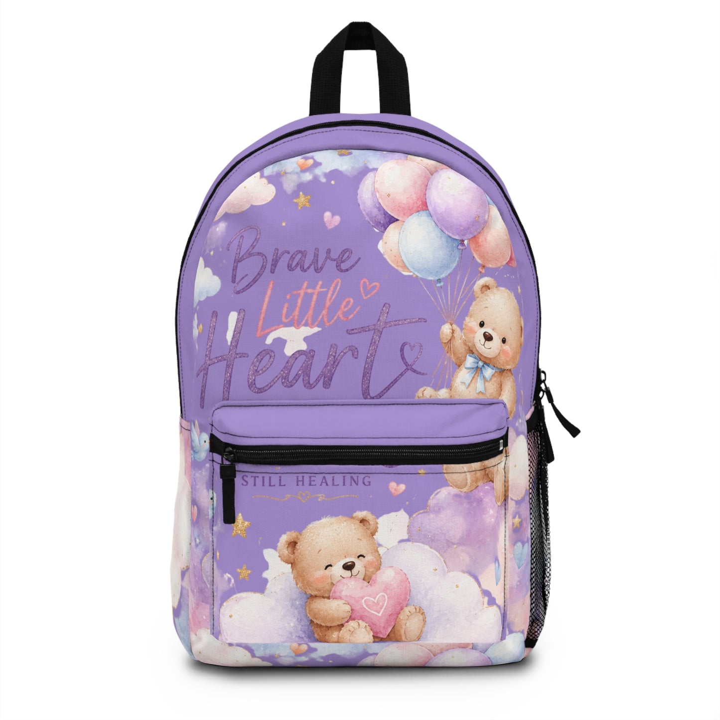 Brave Little Heart Backpack — Cute Teddy Balloon Kids School Bag