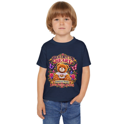 Toddler T-Shirt — "Brave Little Heart" Personalized Bear Design (Love Never Leaves)