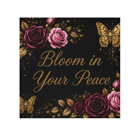 Bloom In Your Peace Face Towel — Floral Butterflies Inspirational Hand Towel