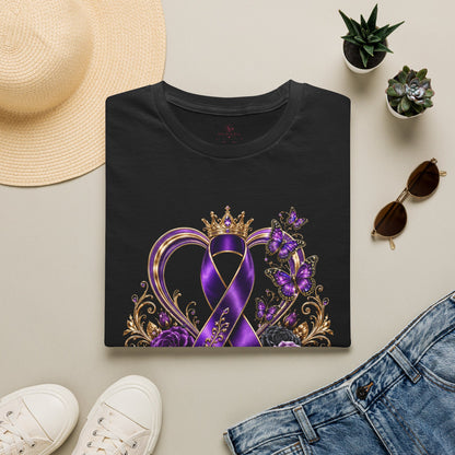 Purple Awareness Ribbon Heart T-Shirt — I Choose Courage & Love Support Tee