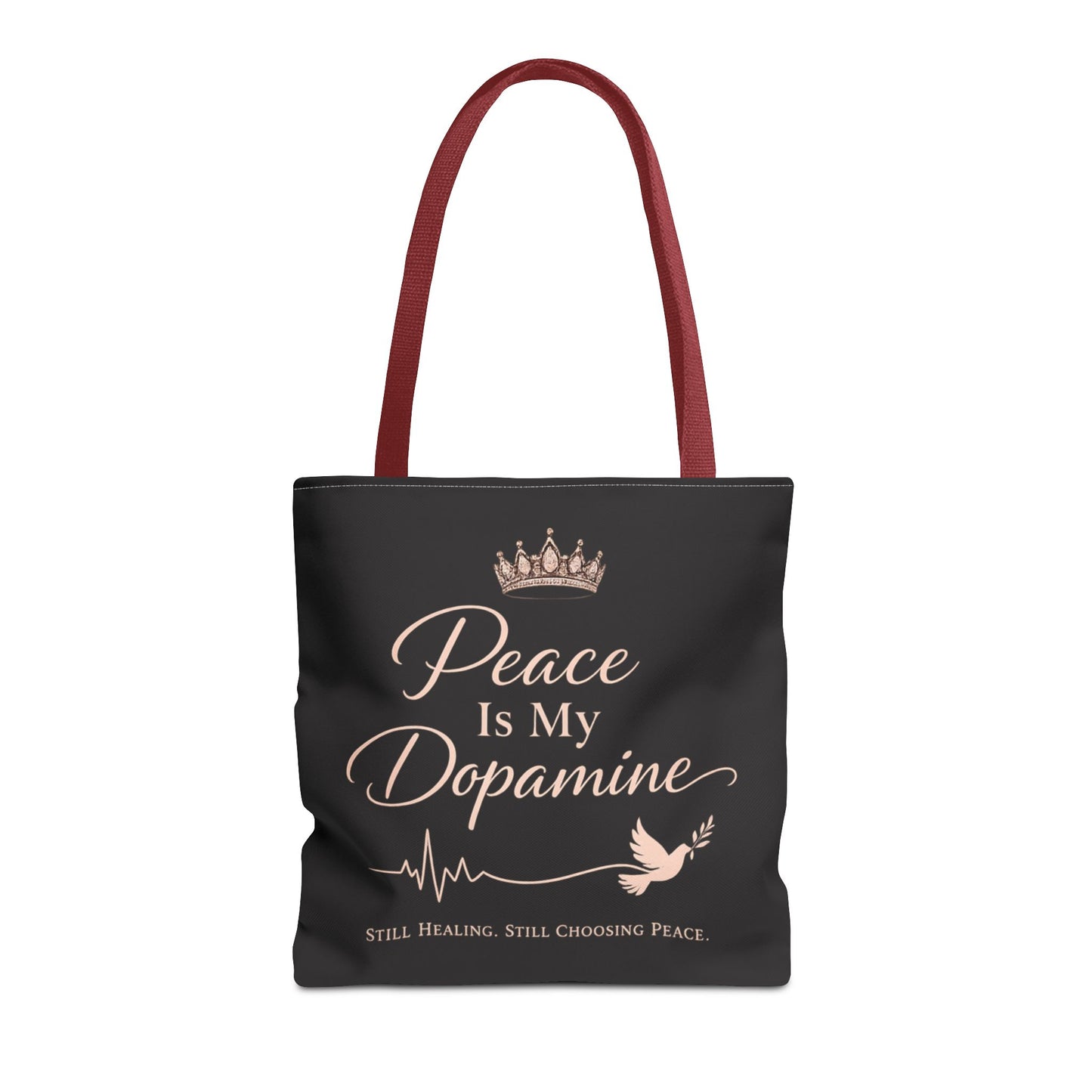 Peace Is My Dopamine Tote Bag — Inspirational Healing Canvas Tote