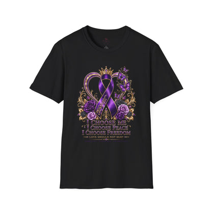 Purple Awareness Ribbon Heart T-Shirt — I Choose Courage & Love Support Tee