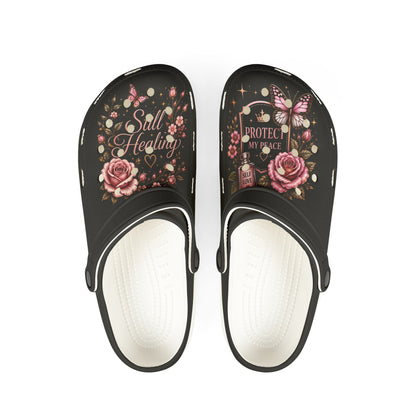 Soul Healing Floral EVA Clogs — Protective Peace Rosette Slip-Ons