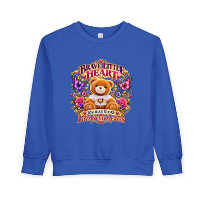 Brave Little Heart Toddler Sweatshirt – Personalized Bear & Butterflies “Love Never Leaves”