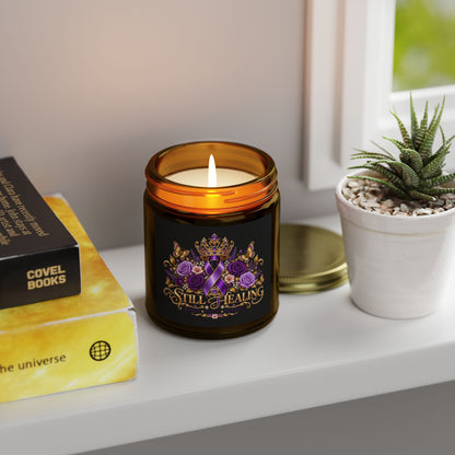 Still Healing Purple Ribbon Scented Candle — Coconut Apricot Wax (4oz/9oz)