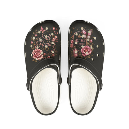 Soul Healing Floral EVA Clogs — Protective Peace Rosette Slip-Ons
