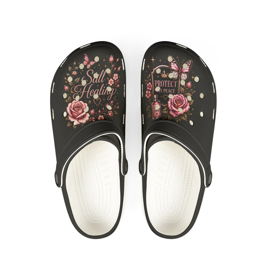 Soul Healing Floral EVA Clogs — Protective Peace Rosette Slip-Ons