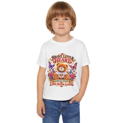 Toddler T-Shirt — "Brave Little Heart" Personalized Bear Design (Love Never Leaves)