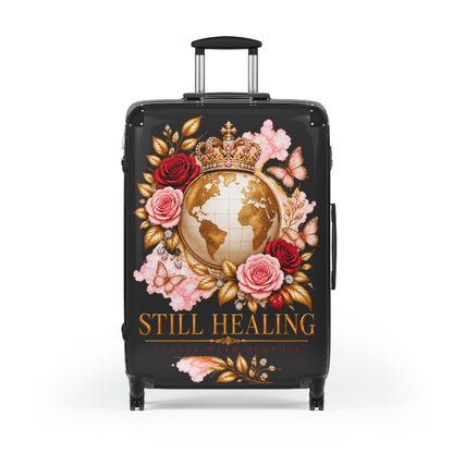 Still Healing Floral Globe Suitcase — Decorative Travel Luggage