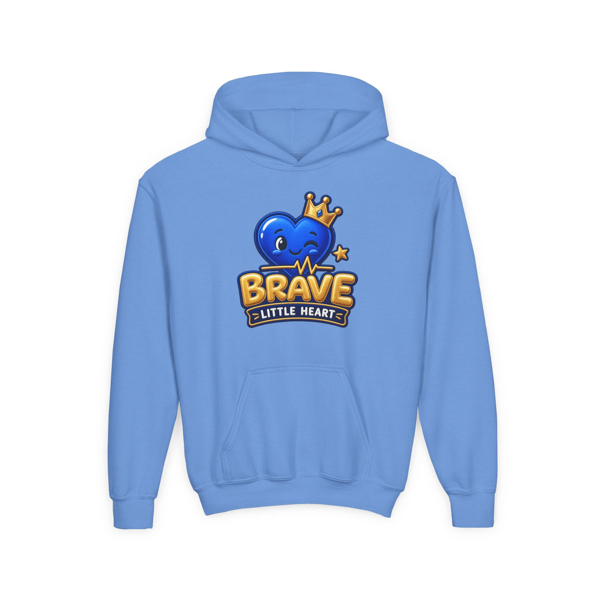 Youth Hoodie - "Brave Little Heart" Cute Blue Whale Crown Design