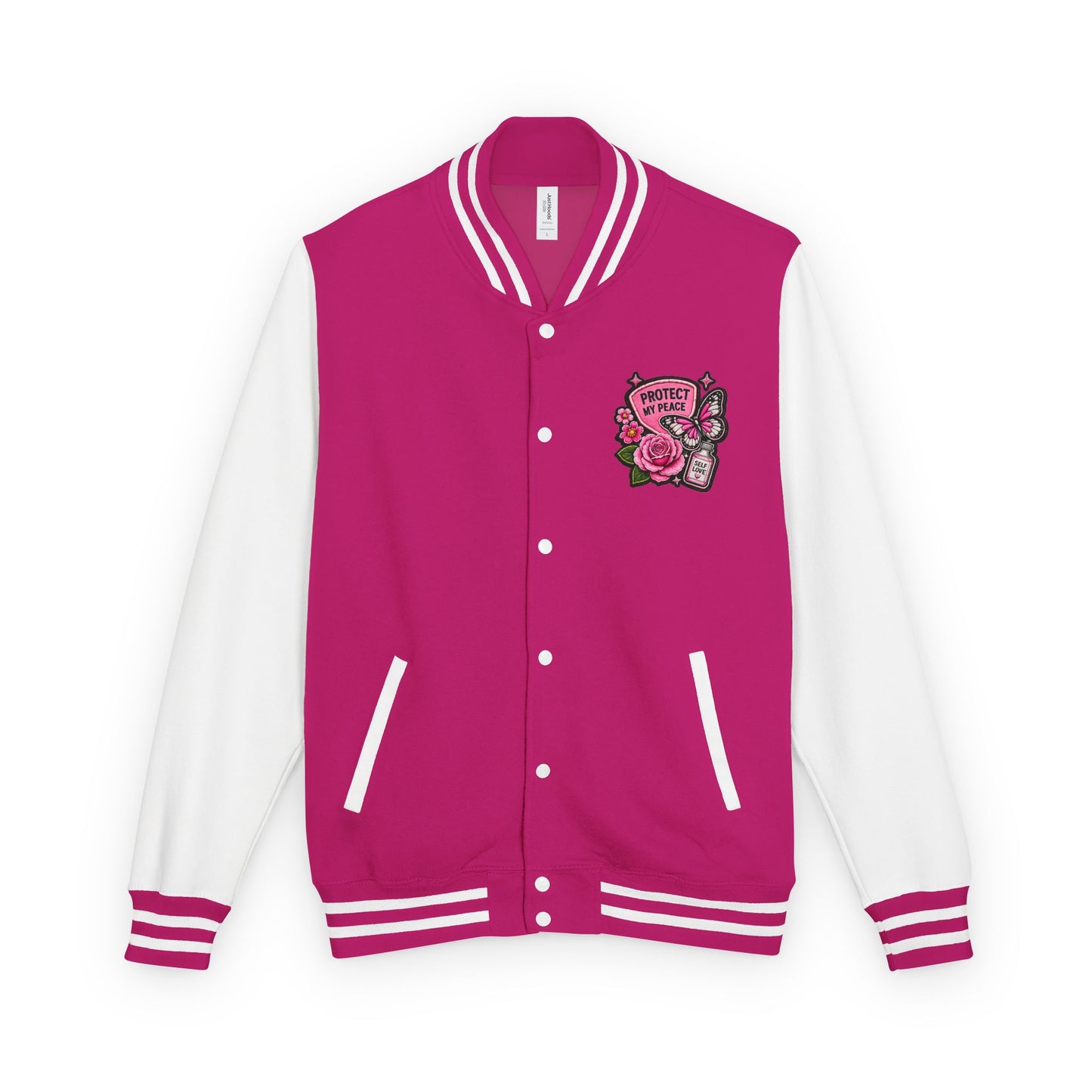 Still Healing Letterman Jacket — Pink Floral Varsity Jacket