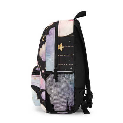 Backpack — "Brave Little Heart" Pink Cloud & Stars Inspirational Backpack