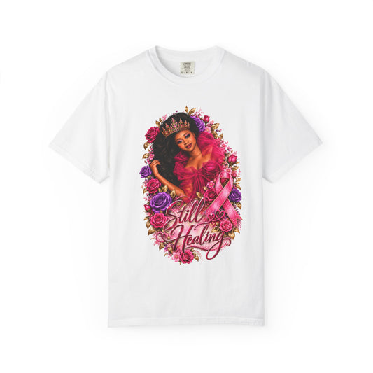 Breast Cancer Survivor T-Shirt — "Still Healing" Floral Ribbon Tee