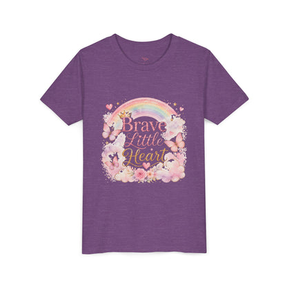 Brave Little Heart Youth Tee — Rainbow Butterflies Floral Kids Shirt
