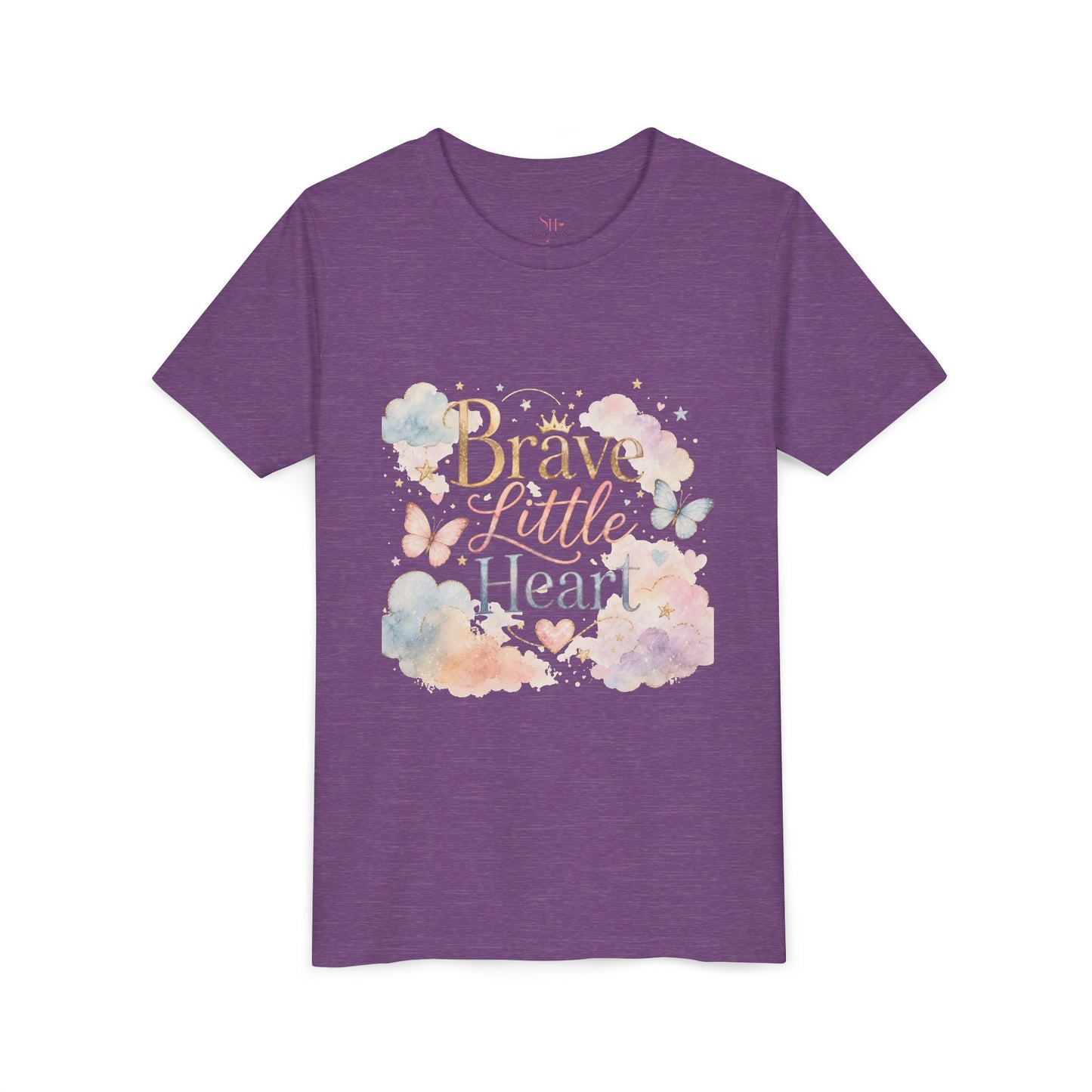 Youth Tee — "Brave Little Heart" Watercolor Butterfly Kids Shirt