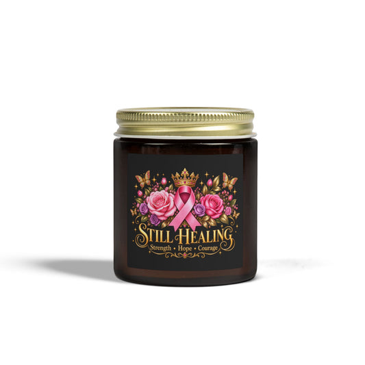 Still Healing Coconut Apricot Scented Candle (4oz/9oz) — Breast Cancer Awareness