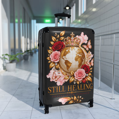 Still Healing Floral Globe Suitcase — Decorative Travel Luggage