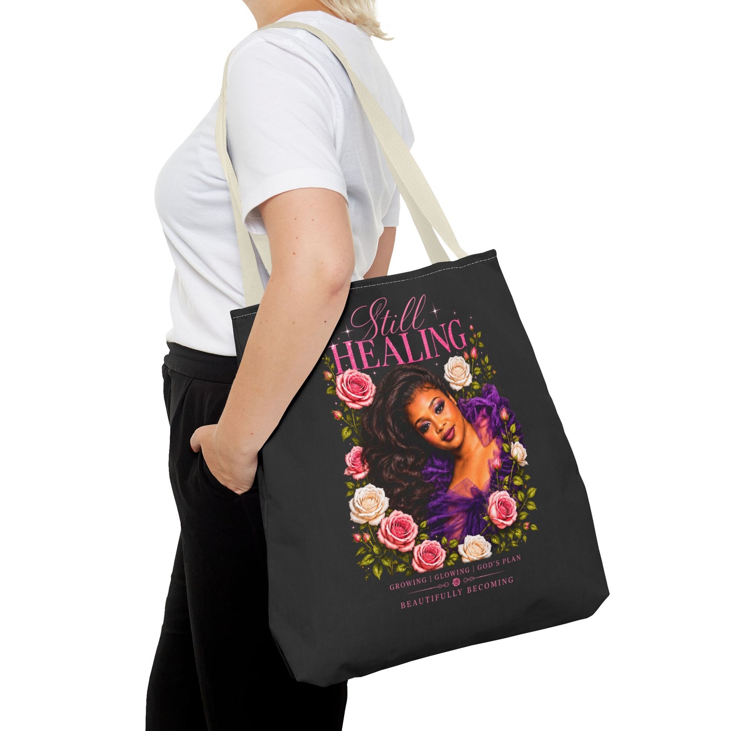 Still Healing Floral Memorial Tote Bag — Inspirational Grief Support Shopping Bag
