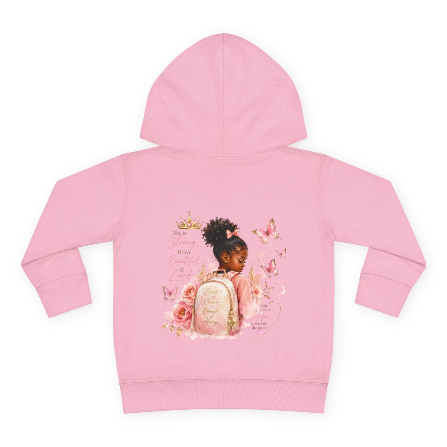 Toddler Hoodie — Little Princess Backpack Design (Girls, Pink Butterflies)