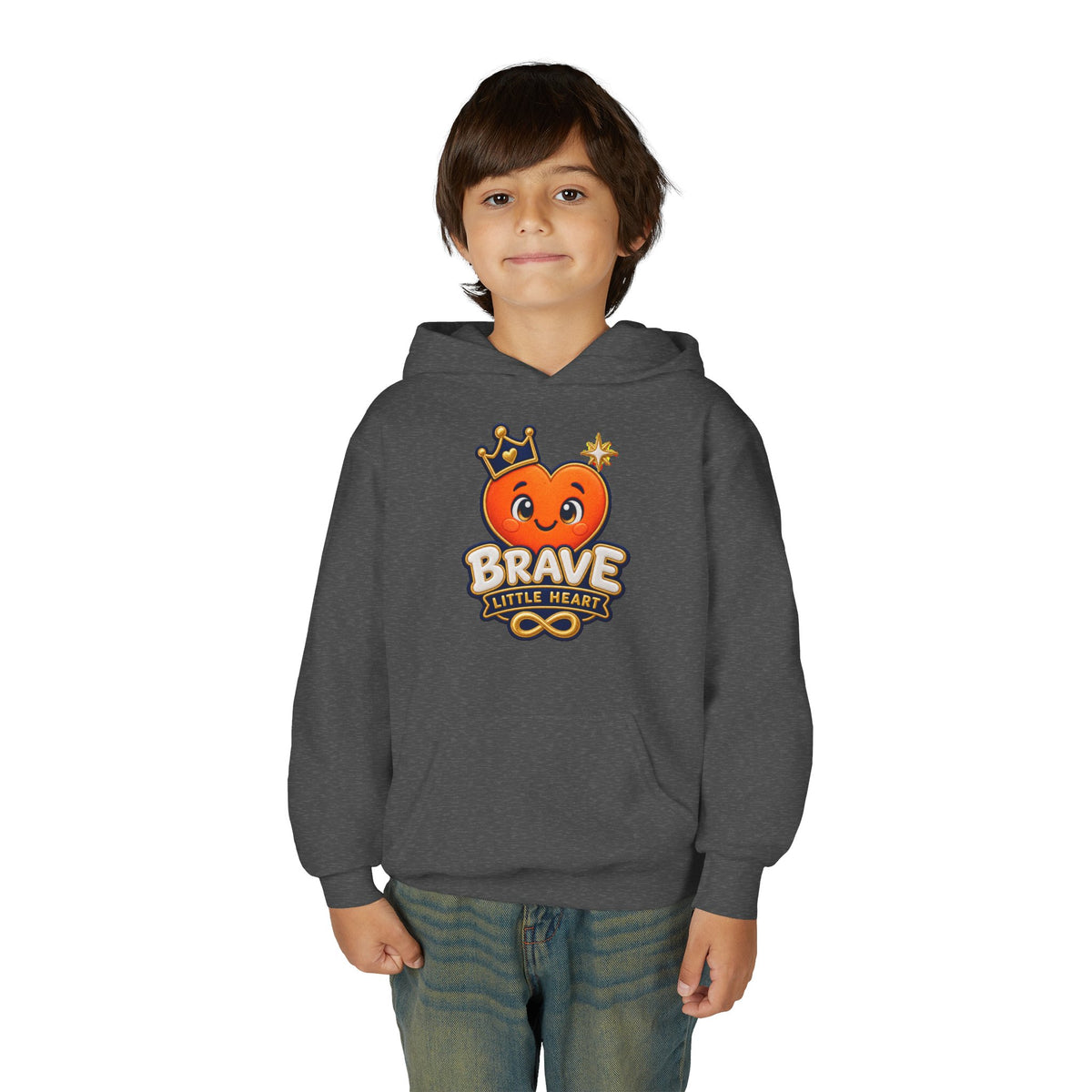 Brave Little Heart Youth Hoodie – Cute Courage Graphic Pullover