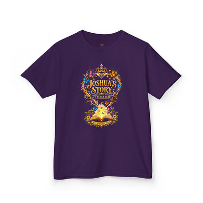 Kids T-Shirt — "Joshua's Story" Magical Book & Crown Design
