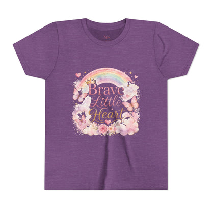 Brave Little Heart Youth Tee — Rainbow Butterflies Floral Kids Shirt