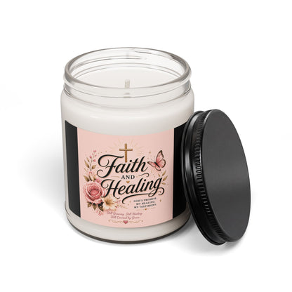 Faith and Healing Scented Soy Candle — 9 oz Inspirational Floral Jar