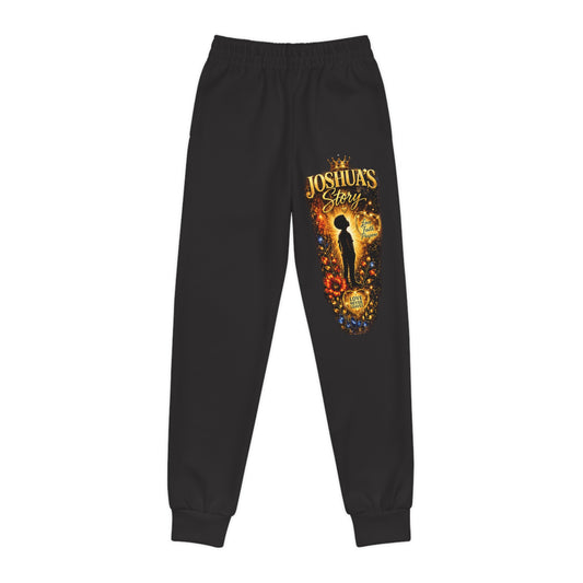 Youth Joggers — "Joshua's Story" Graphic Black Kids Sweatpants