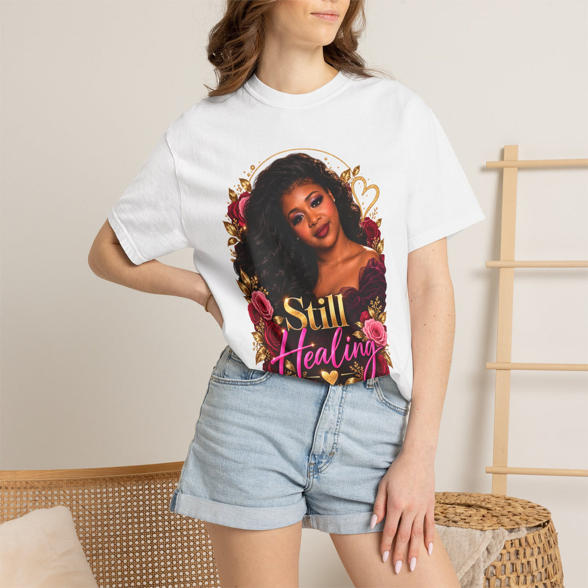 Still Healing T-Shirt — Floral Portrait Inspirational Tee