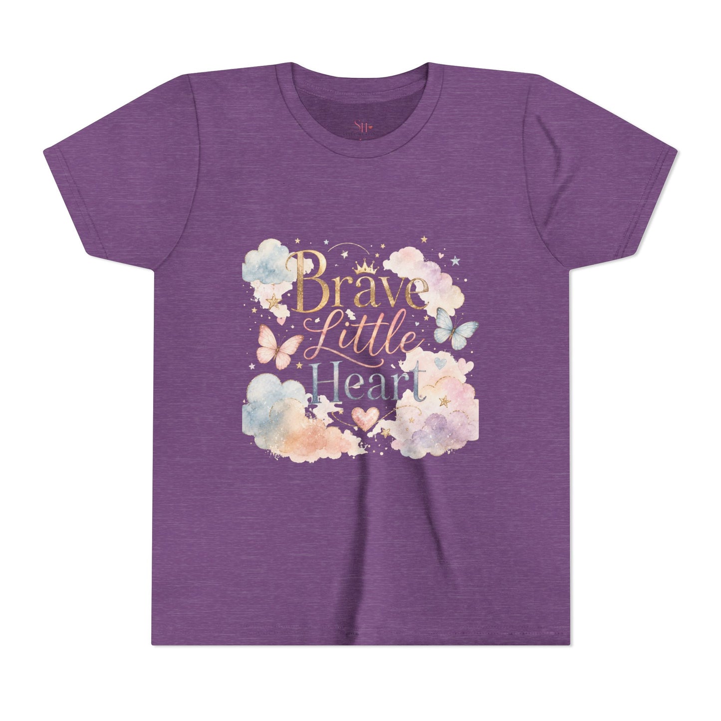 Youth Tee — "Brave Little Heart" Watercolor Butterfly Kids Shirt