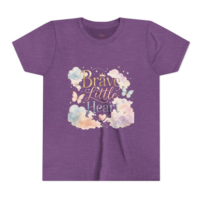 Youth Tee — "Brave Little Heart" Watercolor Butterfly Kids Shirt