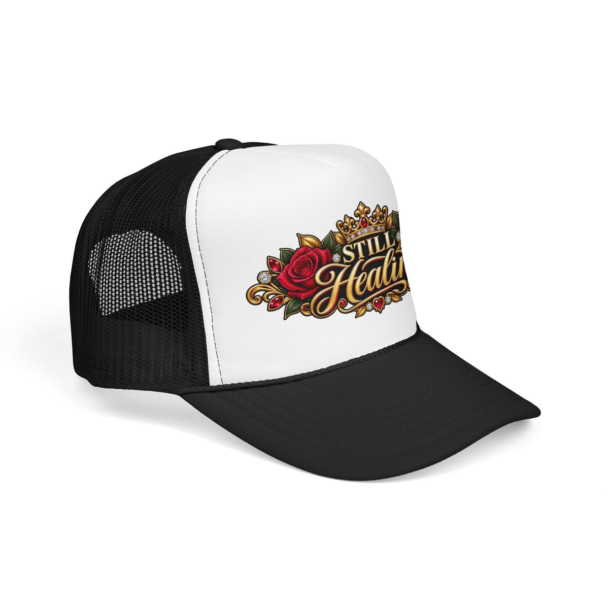Still Healing Trucker Hat — Floral Crown Recovery Mesh Cap