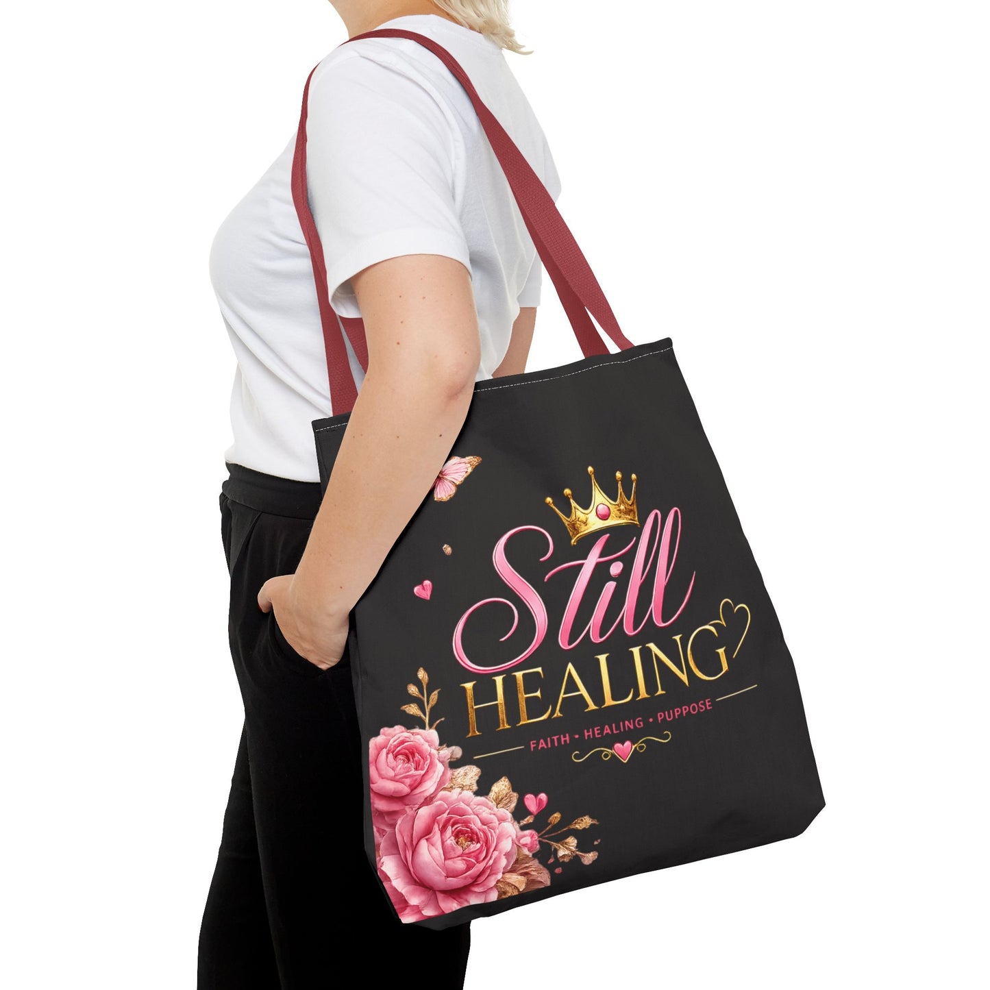 Still Healing Tote Bag — Inspirational 'Still Healing' Floral Crown Reusable Tote