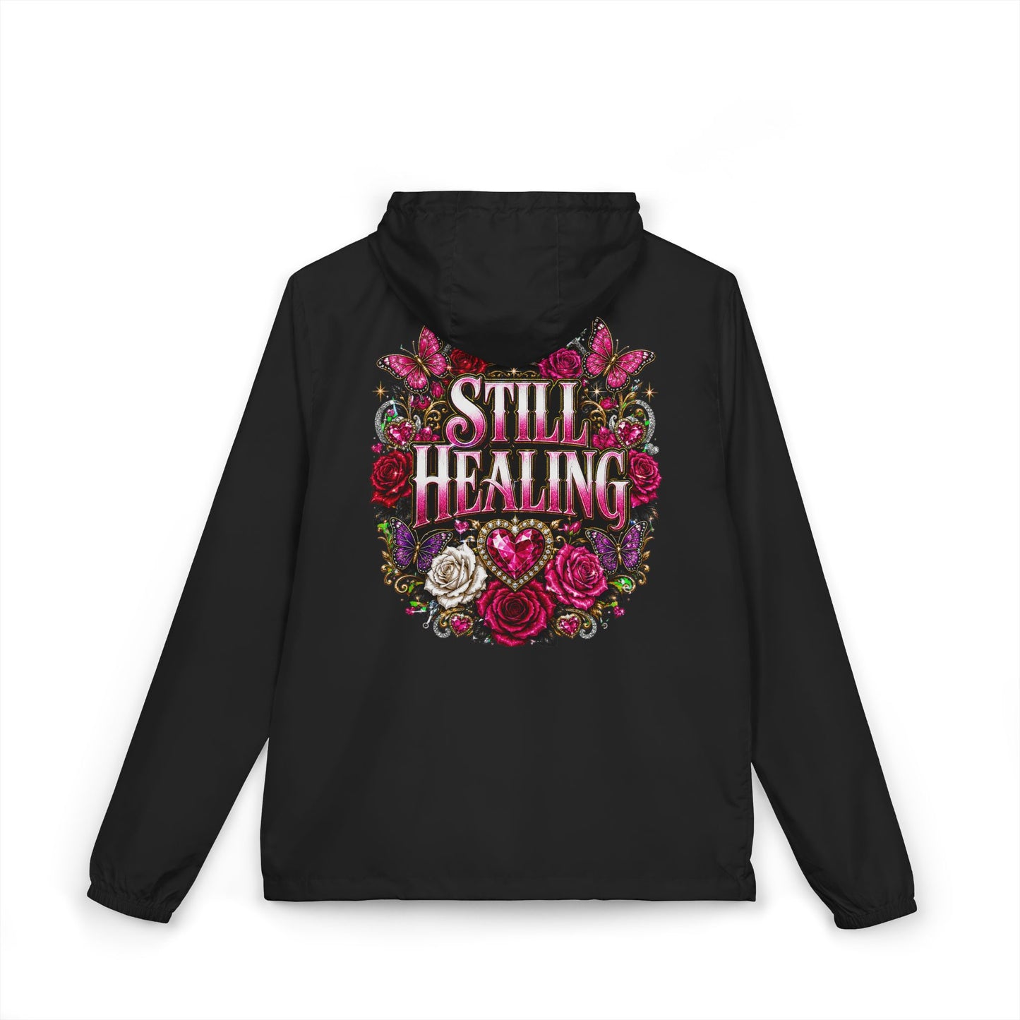 Still Healing Windbreaker Jacket — Floral Graphic Full‑Zip Hoodie Windbreaker
