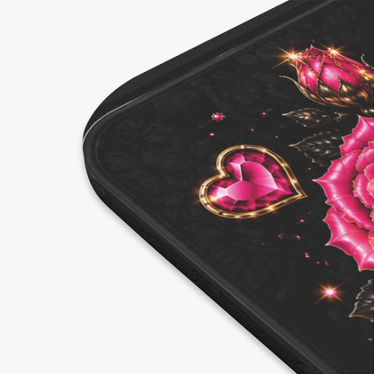 Still Healing Mouse Pad — Pink Roses, Crown & Butterfly Desk Mat