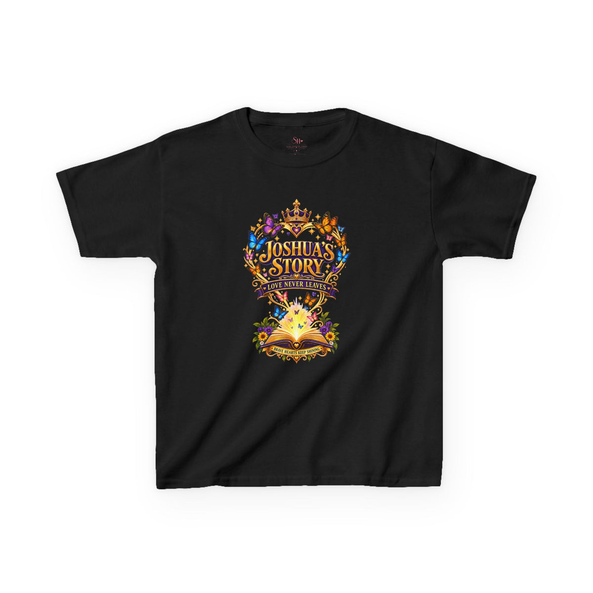 Kids T-Shirt — "Joshua's Story" Magical Book & Crown Design