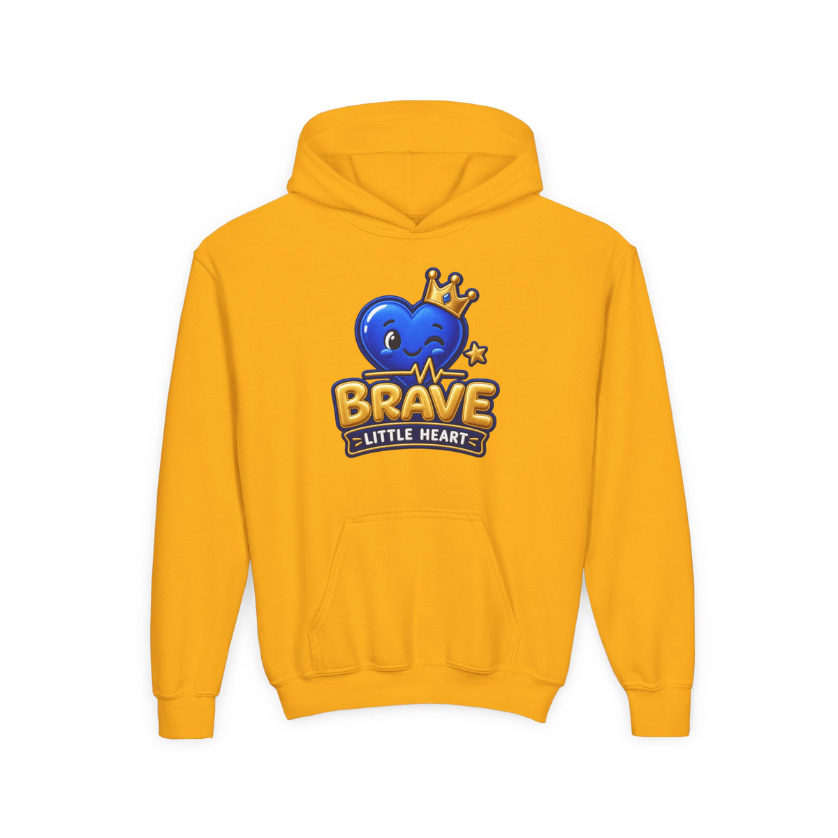Youth Hoodie - "Brave Little Heart" Cute Blue Whale Crown Design