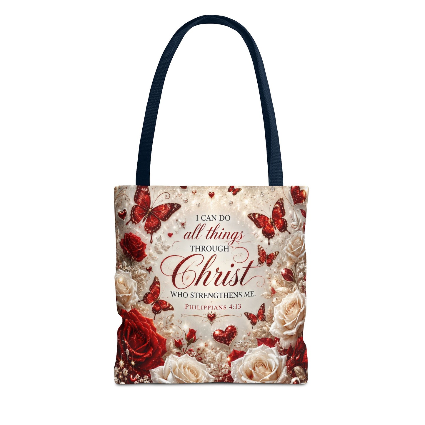 Christian Floral Tote Bag — "I Can Do All Things Through Christ" Philippians 4:13
