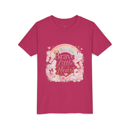 Brave Little Heart Youth Tee — Rainbow Butterflies Floral Kids Shirt