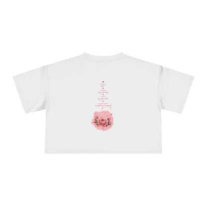 Crop Tee — 'Still Healing' Pink Floral Breast Cancer Awareness Top