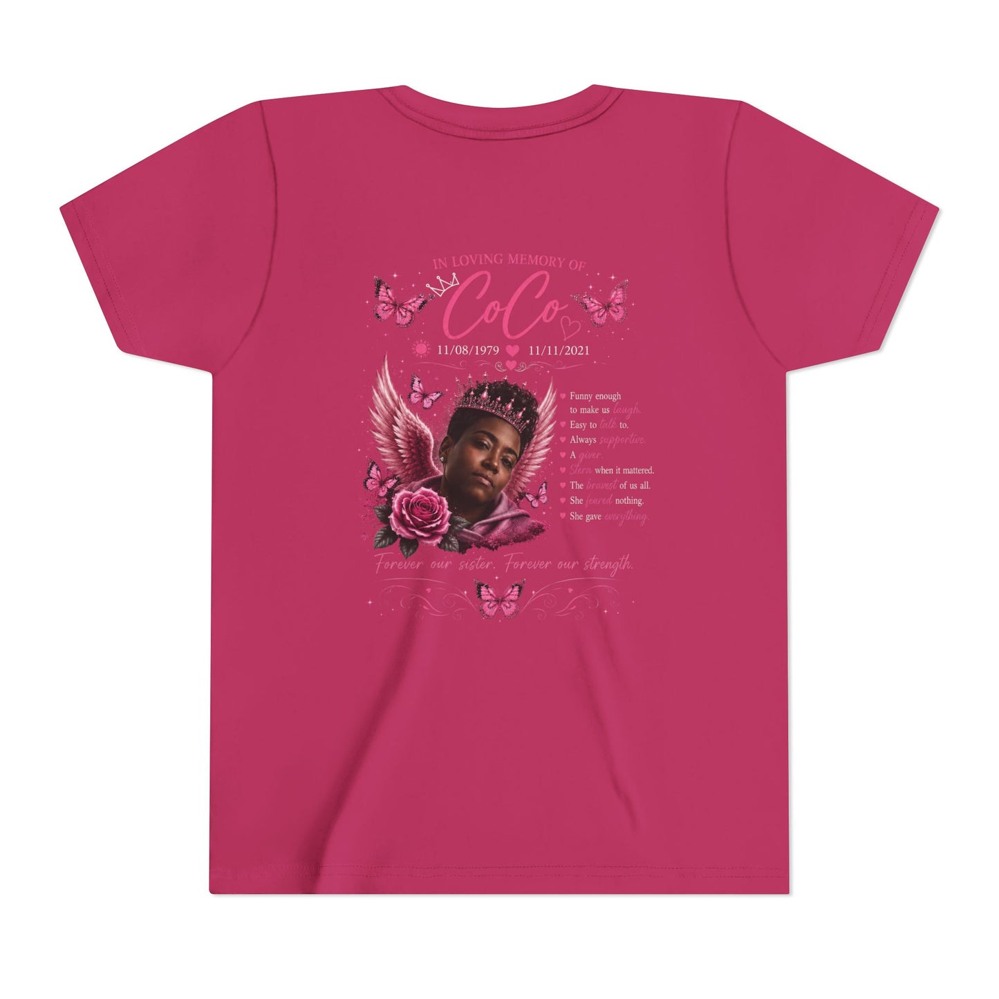 Youth Tee — "Still Healing" Memorial Shirt with Pink Ribbon & Photo Tribute